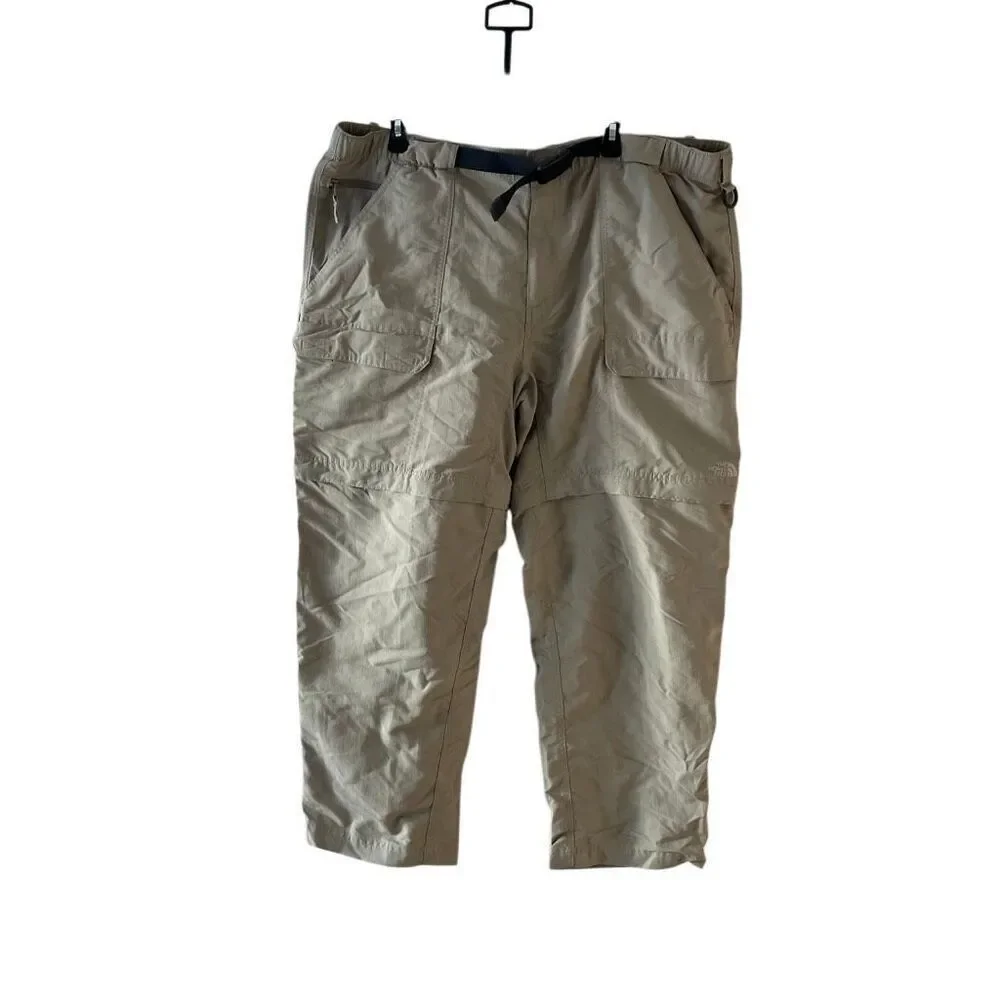 The North Face XXL Convertible Hiking Pants Khaki Tan Zip Off Cargo Shorts